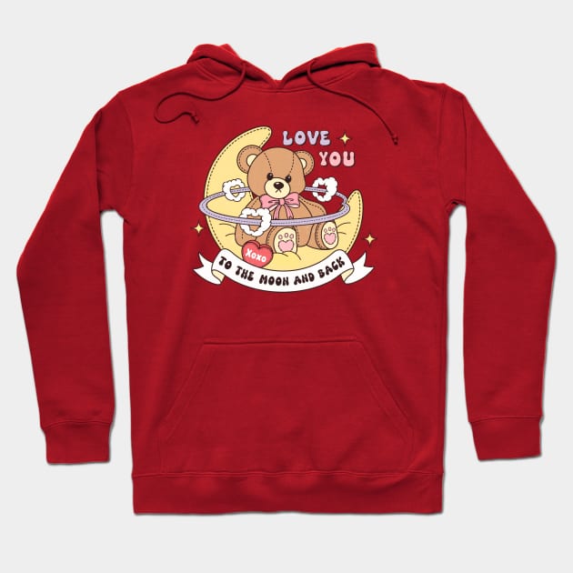 Love You To The Moon And Back XOXO Cute Teddy Bear Hoodie by Pop Cult Store